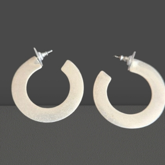 Premier Designs Matte Silver Hoop Earrings - Picture 1 of 3